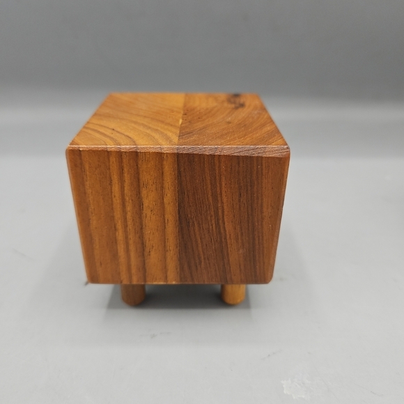VTG Wooden Square Salt & Pepper Shaker Geometric MCM 2 3/4" Footed - Picture 2 of 13